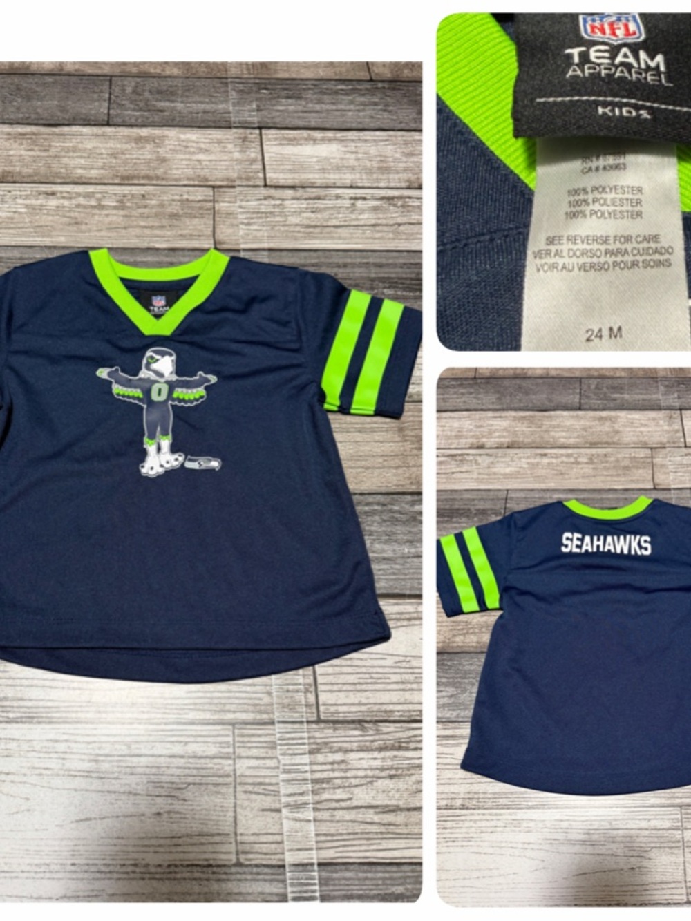 NFL Team Apparel Seattle Seahawks Football Jersey Toddler 24 Months Blue